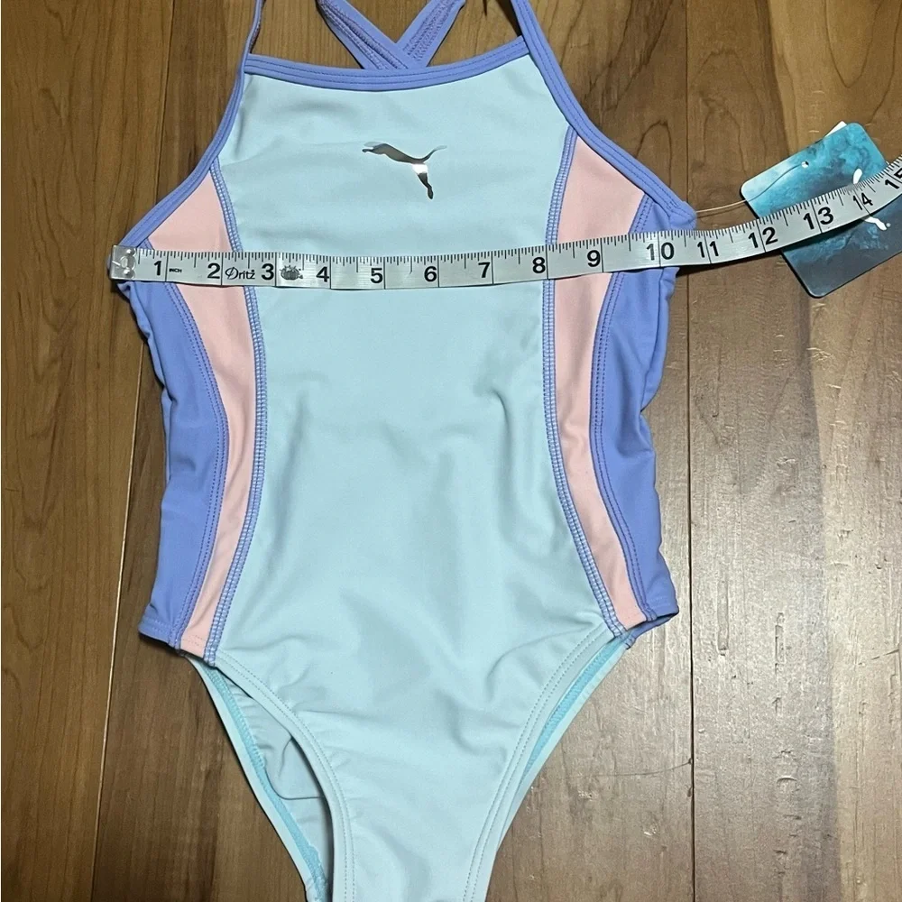 Puma Girls One-Piece Crossback Colorblock Swimsuit Pastel NWT Size 5